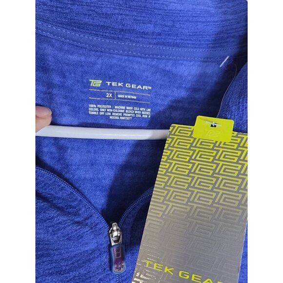TEK GEAR Quarter Zip Mock Neck Pull Over Plus 2X Blue - Picture 2 of 4